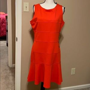 Red flair dress. Cute as a button.